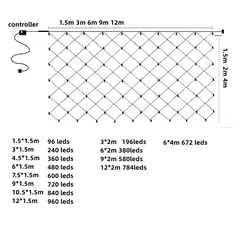 Impermeável Net Mesh Luzes LED, Fada Cortina, Guirlanda, Exterior, Jardim, Decoração de Casamento, Festa de Natal, 3m, 6m, 12m na internet