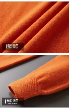 Pulôver masculino de malha com mangas compridas, suéter 100% lã merino, top casual básico de cor sólida, moda - loja online