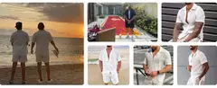 Shorts e camisa de botão masculino, impressão gradiente, terno de lapela flip com duas peças, moda casual, bom para homens, verão - comprar online