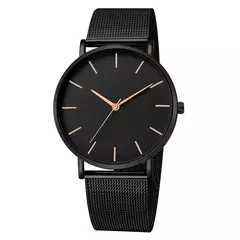 Imagem do Relógio de pulso de malha de aço inoxidável feminino, feminino Fashion, Casual, Simples, Quartzo, Hora de Metal, Feminino, Preto