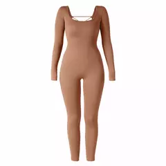 Macacões de uma peça femininos de manga comprida macacão esportivo roupas de ginástica alta elástica ciclismo musculação bodysuit feminino - Wolf Magazine