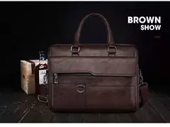 Bolsa de ombro de couro masculina, pasta para laptop, mensageiro, carteira de negócios, marca de luxo, pasta para documento A4 - Wolf Magazine