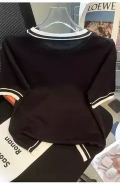 T-shirt fina de manga curta feminina, camisa com gola redonda, blusa elegante, solta, elegante, nova, verão - loja online
