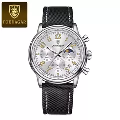 POEDAGAR-Relógio desportivo militar de luxo masculino, cronógrafo luminoso impermeável, relógios masculinos, quartzo, nylon, couro, data - Wolf Magazine
