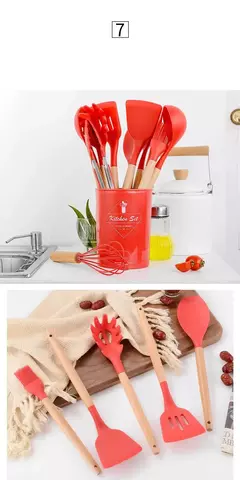 Produto comestível antiaderente silicone utensílios de cozinha turner espátula colher de madeira lidar com prático ferramenta de cozinha utensílios de cozinha - Wolf Magazine