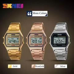 Skmei-Relógio digital à prova d'água para homens, pulseira de aço inoxidável, display LED, relógios esportivos casuais, moda, 1123 na internet
