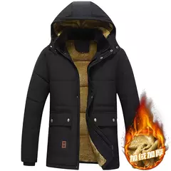 Parka masculina impermeável com capuz de pele, parkas grossa de lã, casaco casual quente de inverno, moda outono, nova - loja online
