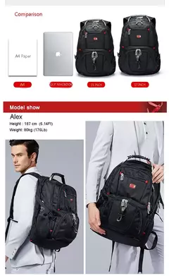 Durável Swiss Multifuncional Laptop Mochila, Resistente À Água Saco De Viagem, Faculdade Bookbag, Porta De Carregamento USB, 17";;VERDADEIRO;;"15 inch General - Wolf Magazine
