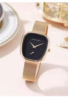 Relógio de pulso de quartzo oval estilo minimalista feminino, barril de vinho, ouro rosa, preto, cronômetro, elegante, 34mm, novo, 2023 - Wolf Magazine