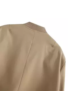 Willshela-Jaquetas bomber monocromáticas femininas, casaco com bolsos, decote em v, peito único, mangas compridas, roupas chiques para senhora, moda feminina - comprar online