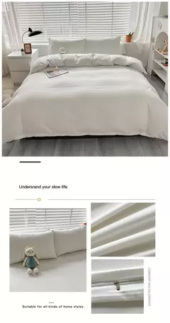 Imagem do Conjunto de colcha de algodão lavada para dormitório estudantil, cama estilo japonês quadriculada outono e inverno, 4 unid
