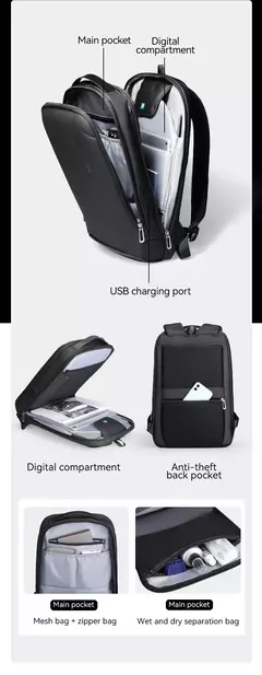 MARK RYDEN-Mochila Laptop Slim para Homens, Mochila Minimalista Empresarial, YKK Zipper, Resistente a Riscos, USB - loja online