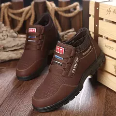 Botas de couro antiderrapante masculinas, tênis de lazer, sapatos de lazer, manter aquecido, algodão, luxo, inverno - loja online