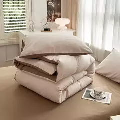 Conjunto de cama de tecido com escova de cor sólida, 2 lados, 4 peças, capa de edredom, fronha, lençol, colcha, único, queen, king size na internet