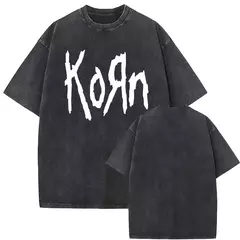 Camisetas com estampa de esqueleto masculinas, banda de rock vintage lavada, Korn caindo longe de mim, camiseta gótica, camiseta masculina extragrande, moda - comprar online