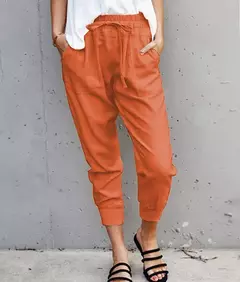 Calça monocromática slim fit para mulher, com renda simples, cintura alta, slim fit, casual, novo estilo, transfronteiriço, verão - loja online
