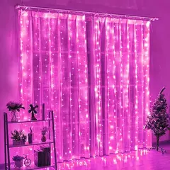 LED Curtain String Light para decoração de casa, feericamente guirlanda, usb remoto, férias, quarto, natal, ano novo, festa de casamento, 8 modos - comprar online