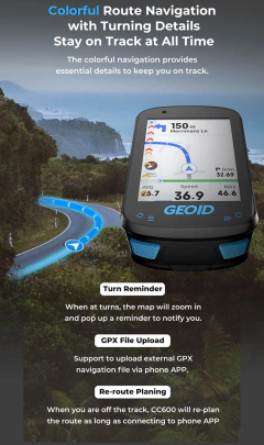 Geoid cc600 tela colorida sem fio bicicleta computador navegação gps velocímetro gpx wifi ciclismo odômetro formiga interior - loja online