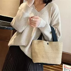 Fsafashion-bolsa de tecido palha para mulheres, bolsa casual para férias, bolsas com alça superior, bolsas de ombro retrô artesanais, moda feminina, 2024 - Wolf Magazine