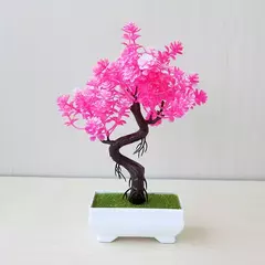 Imagem do Plantas de plástico artificiais bonsai pequeno vaso de árvore planta falsa vaso de flores arranjo de jardim ornamentos quarto decoração de mesa de casa