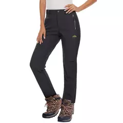 MAGCOMSEN-Calça de lã feminina com bolsos de zíper, calça reta impermeável, carapaça macia, esqui quente com neve, outono e inverno - loja online
