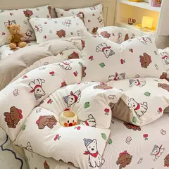 Conjunto de cama infantil com 3 peças, colcha rosa, capa de edredão floral vegetal, padrão de gato, desenhos animados fofos, conjunto de cama para meninas, decoração do quarto - comprar online