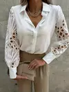 Elegante blusa sólida de chiffon feminina, camisa casual de manga comprida, camisa solta com decote V, túnicas de senhora do escritório, tops grandes, primavera, verão, 2024