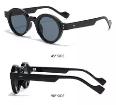 Óculos redondos punk para homens e mulheres, tons de cor dupla, decoração rebites retrô, moldura de lente clara, tendência, UV400