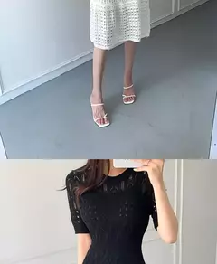 Vestido de malha de manga curta feminino, seda gelada, branco, oco Fashion, Celebridade Linha A, Verão, Novo, 2024 na internet