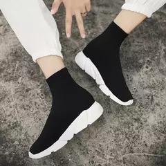 Sapatilhas de meias altas masculinas e femininas, sapatos de escorregar, tênis casuais, leves, pretas, clássicas, casais, correndo, cesta - comprar online