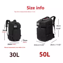 Imagem do Mochila de Nylon impermeável, 30L, 50L, 1000D, mochilas ao ar livre, esportes táticos, camping, caminhadas, trekking, pesca, saco de caça