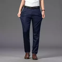 KUBRO-Calça casual de negócios masculina, calça comprida, manga reta elástica, moda formal, plus size 28-40, verão na internet