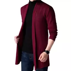 Imagem do Cardigan de tricô masculino, suéter útil, casaco todo, outono e inverno