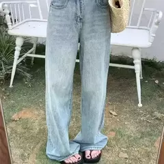 Calças folgadas de cintura alta feminina, jeans casual, vintage, estilo americano, emagrecedor, design de moda, sensual na internet