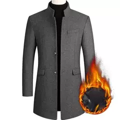 Casaco de lã dos homens outono inverno 2022 comprimento médio blusão engrossado gola masculina trench coat abrigo hombre - loja online