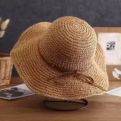 Chapéus de praia Adultos Feminino Sunscreen Cap Mulheres Simples Chapéus de Palha Verão Chapéus de Sol para Mulheres Lady Folding Bow Travel Caps Feminino na internet