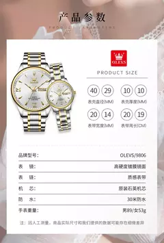 Imagem do OLEVS-Relógio de Quartzo Luminoso Impermeável para Homem e Mulher, Relógios de Amante, Calendário Casal, Moda Original, Marca Top