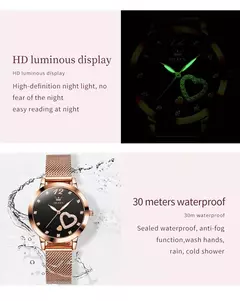 OLEVS-Relógio de pulso quartzo japonês feminino, relógios impermeáveis, pulseira de aço inoxidável, vestido fashion, luminoso Diamond face, relógio feminino na internet