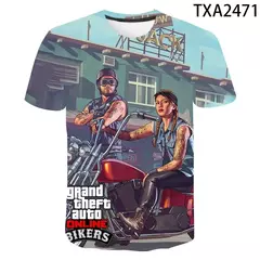3D Grand Theft Auto imprimindo camisetas para homens e mulheres, camiseta gráfica do Game Gta 45, tops de mangas curtas, camisetas para crianças, verão, novo na internet