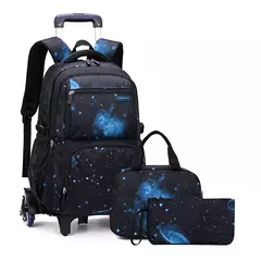 Mochila escolar com rodas para crianças, Mochila de rolamento para menino, Mochila escolar com rodas, Mochila de bagagem de mão, 6 rodas - Wolf Magazine