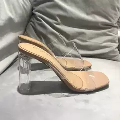 Geléia de PVC Bombas Sandálias para Mulheres, Toe Aberto, Salto Alto, Transparente, Chinelos Perspex, Sapatos Claros, Verão na internet