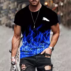 T-shirt estampada em gradiente masculino, camisa de manga curta, roupa casual ao ar livre, tamanho grande, moda street, 2024 - comprar online