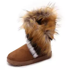 Bota de camurça plataforma feminina, bota casual, botas de neve de algodão luxuoso, nova moda, tendência, inverno