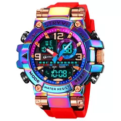STRYVE-Homens resistente ao choque esporte relógios, relógio de pulso impermeável, LED alarme, cronômetro, relógio militar, 50m, 8025 - comprar online