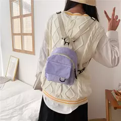 Mini mochila feminina, mochila escolar de veludo simples pequena, grande capacidade, mochila feminina durável, monocromática, casual, viajando, moda - comprar online