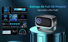 Salange-P28B Suporte 4K Projetor, Android 11, WiFi 6, BT5.0, Smart TV, 720P, Cinema, Filme ao ar livre, Foco Eletrônico, Excelente Som