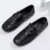 YRZL-Sapatos de couro genuíno para homens, mocassins padrão crocodilo, sapatos casuais mocassim, marca de alta qualidade