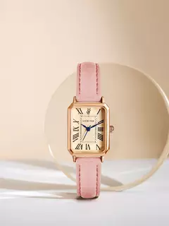 Imagem do Relógios casuais com mostrador digital para mulheres, pulseira de couro quadrada relógio elegante relógio de pulso de quartzo presente retrô