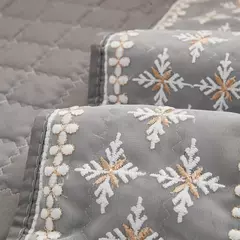 Imagem do Anti-derrapante tampa do sofá com floco de neve decoração do laço, waffle cobertor acolchoado, sofá tampa do assento, sala de estar moderna, 4 temporada, 1pc