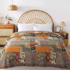 Imagem do Colcha na cama algodão gaze lance cobertor tamanho grande engrossar capa de cama de casal colchas boêmio sofá toalha colcha